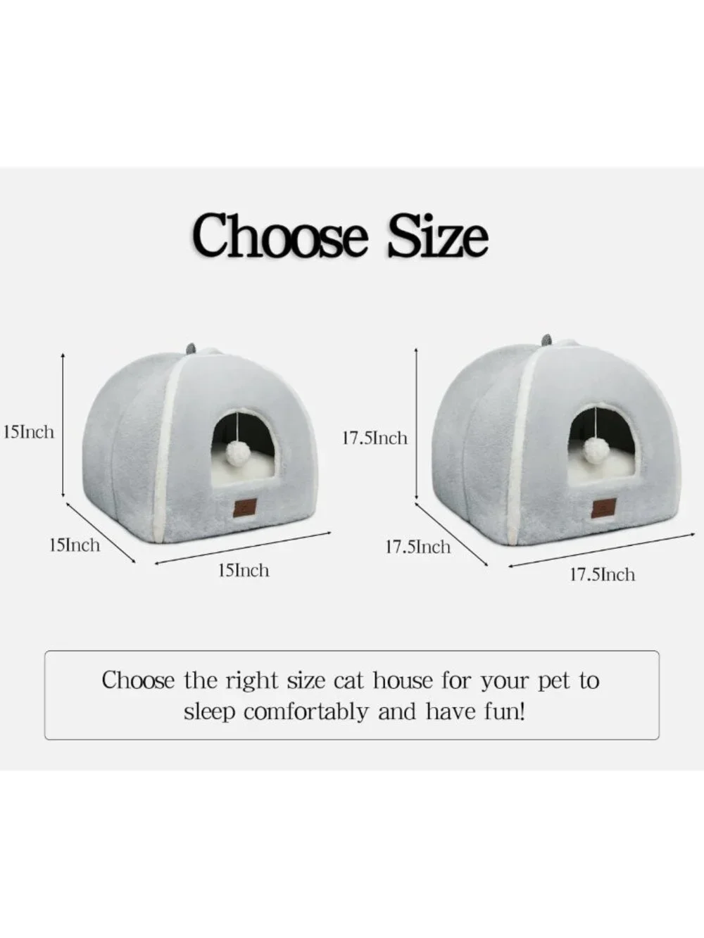 Cozy Large Cat Bed for Indoor Cats - Washable Tent with Soft Cushioned Pillow